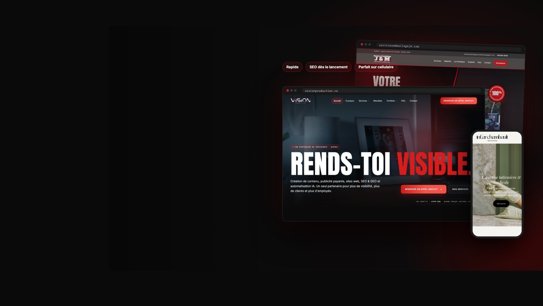 Sites web réalisés par Vision Production : Vision Production, Services d'emballage J&M et inf.archambault