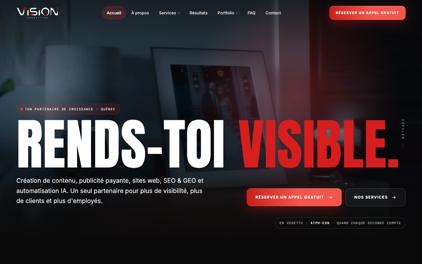 Site web Vision Production réalisé par Vision Production, version ordinateur